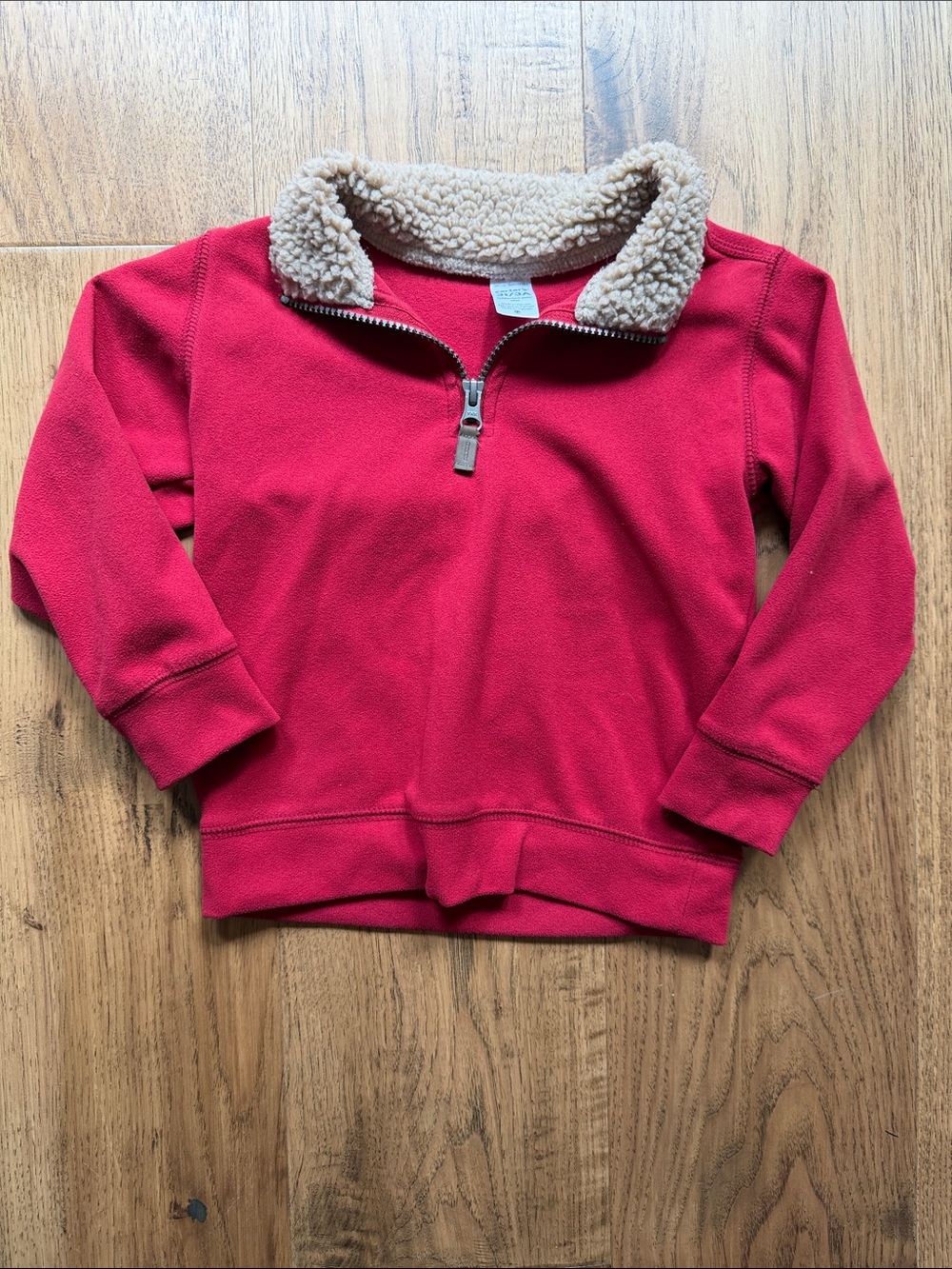 Carter's Red Quarter-Zip Fleece with Cream Sherpa Collar